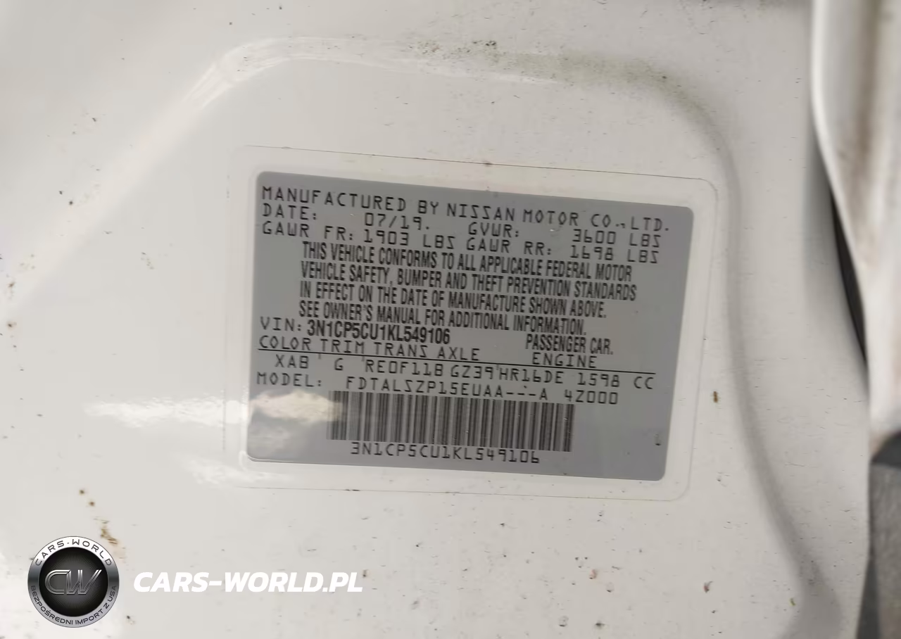 2019 Nissan Kicks Sv VIN:3N1CP5CU1KL549106 - 9