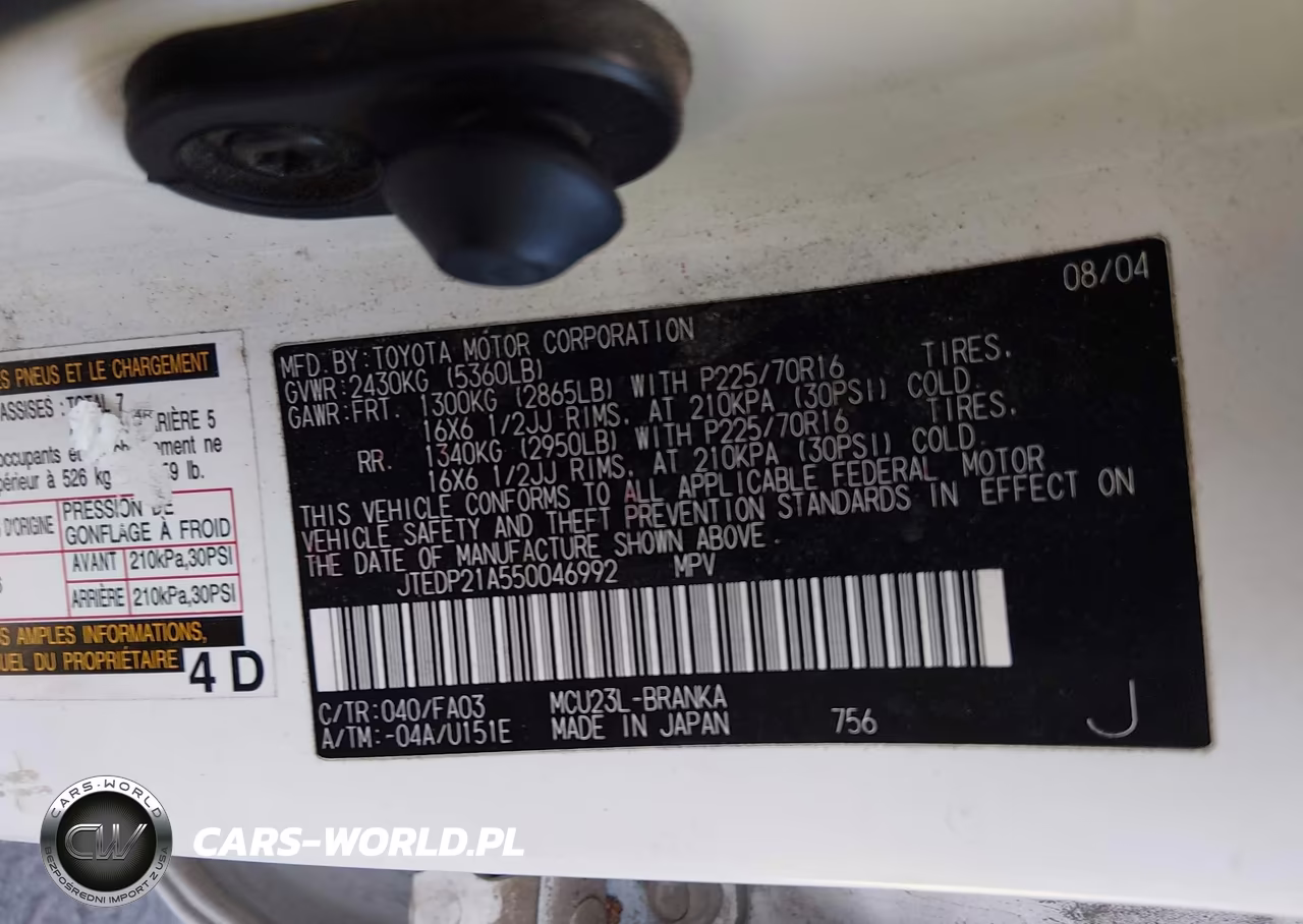 2005 Toyota Highlander V6 VIN:JTEDP21A550046992 - 9