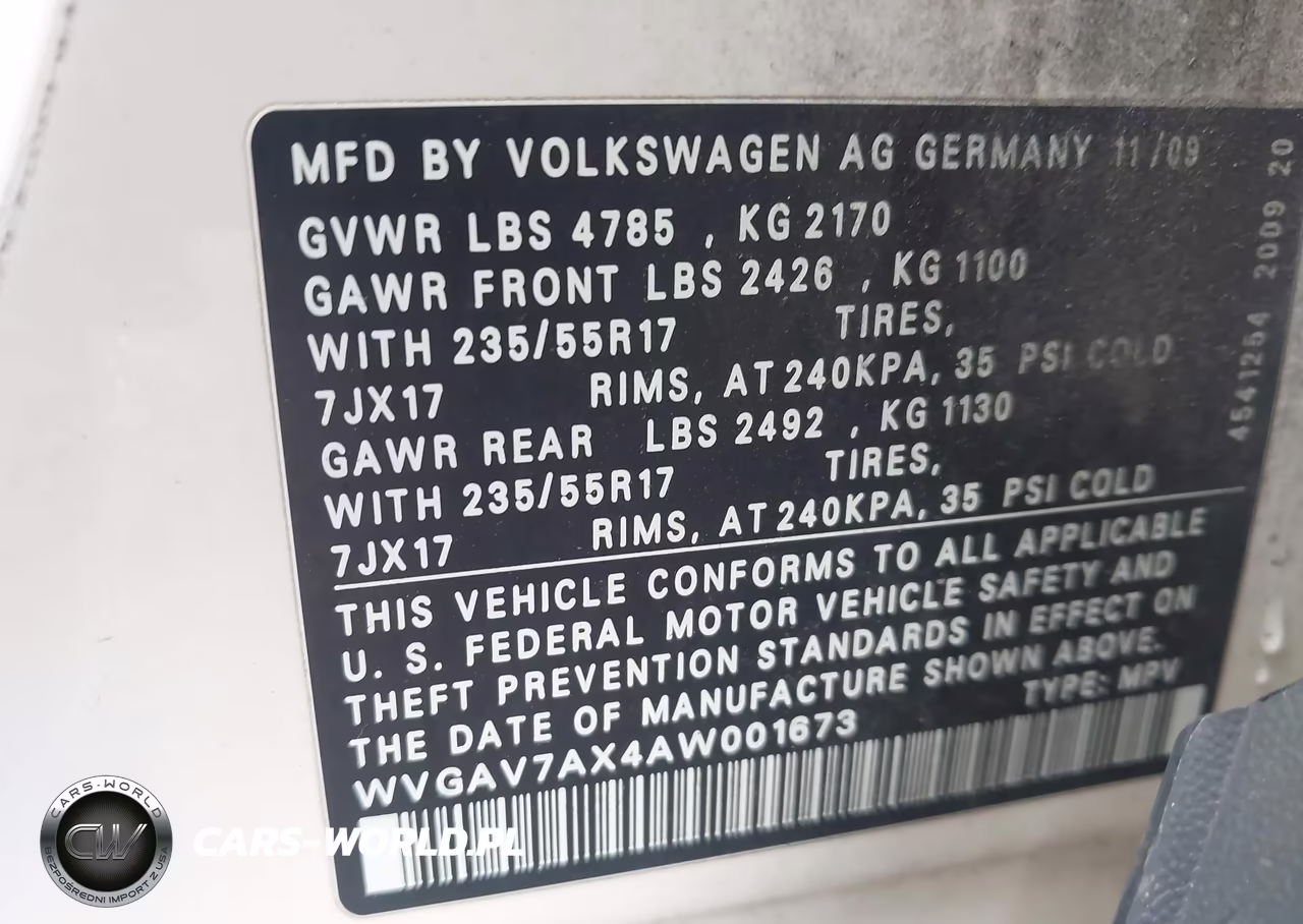 2010 Volkswagen Tiguan Wolfsburg Edition VIN:WVGAV7AX4AW001673 - 9