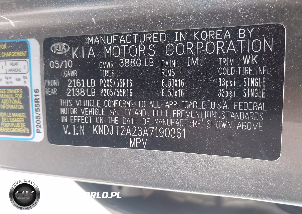 2010 Kia Soul + VIN:KNDJT2A23A7190361 - 9
