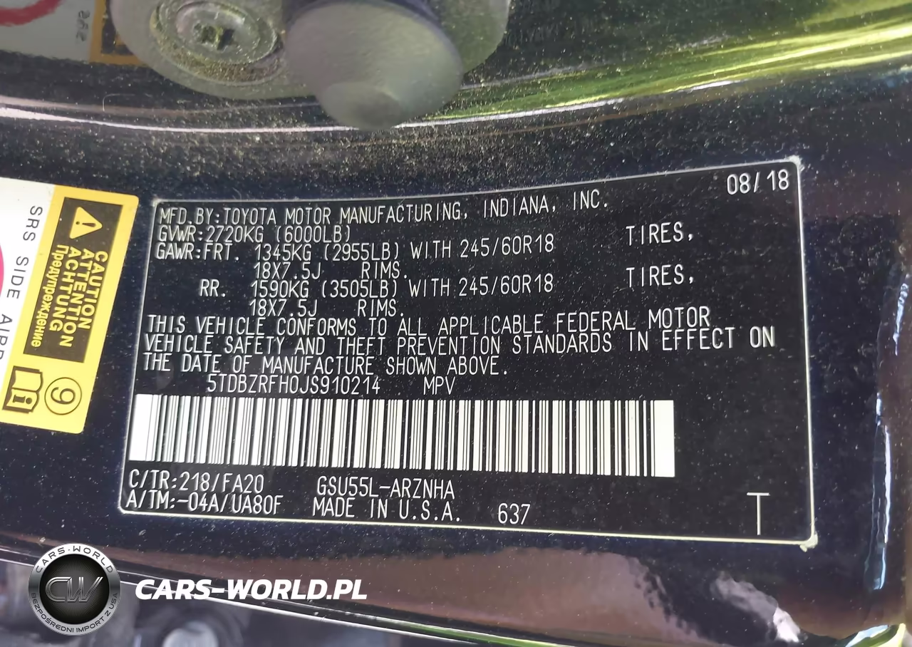 2018 Toyota Highlander Le Plus VIN:5TDBZRFH0JS910214 - 9