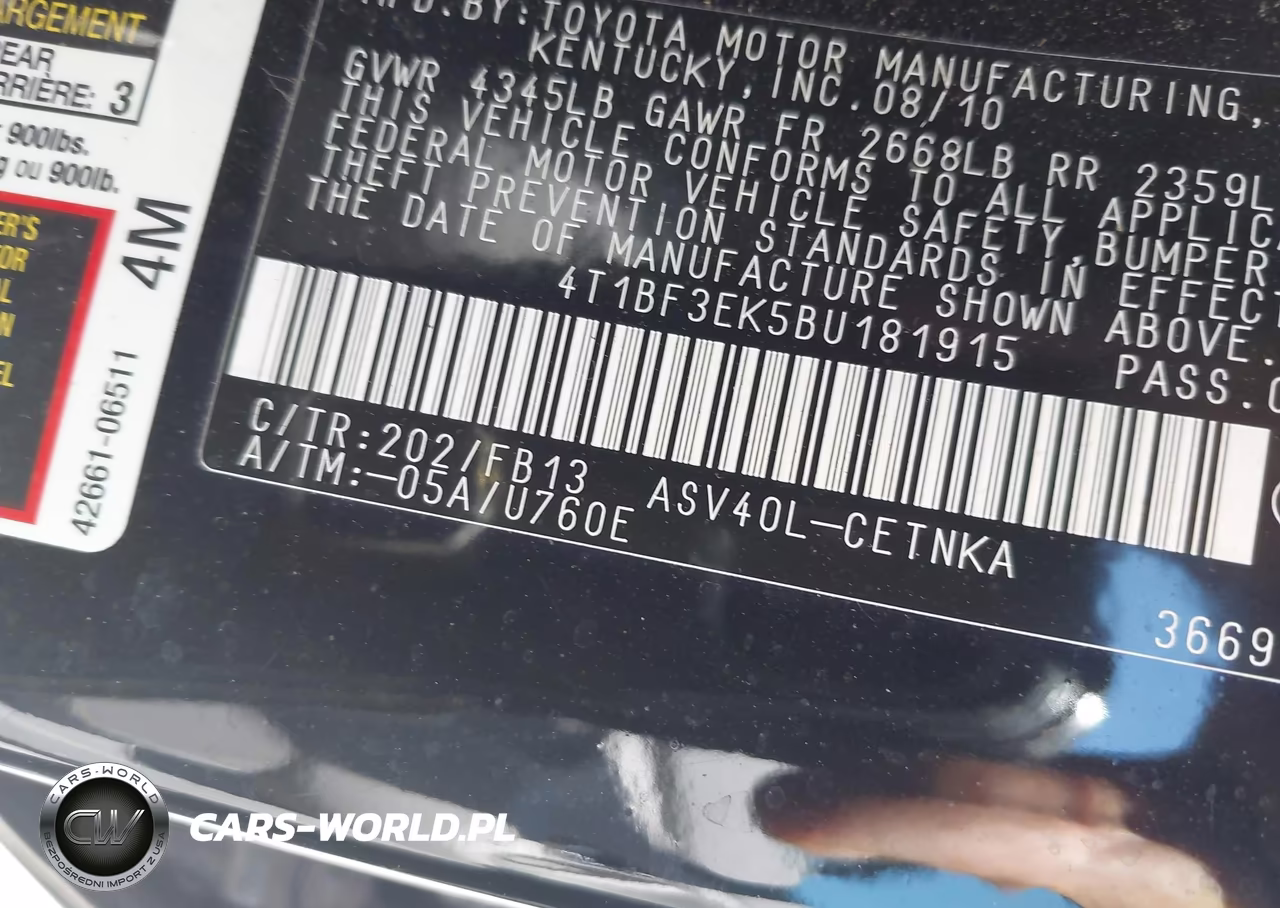 2011 Toyota Camry Le VIN:4T1BF3EK5BU181915 - 9
