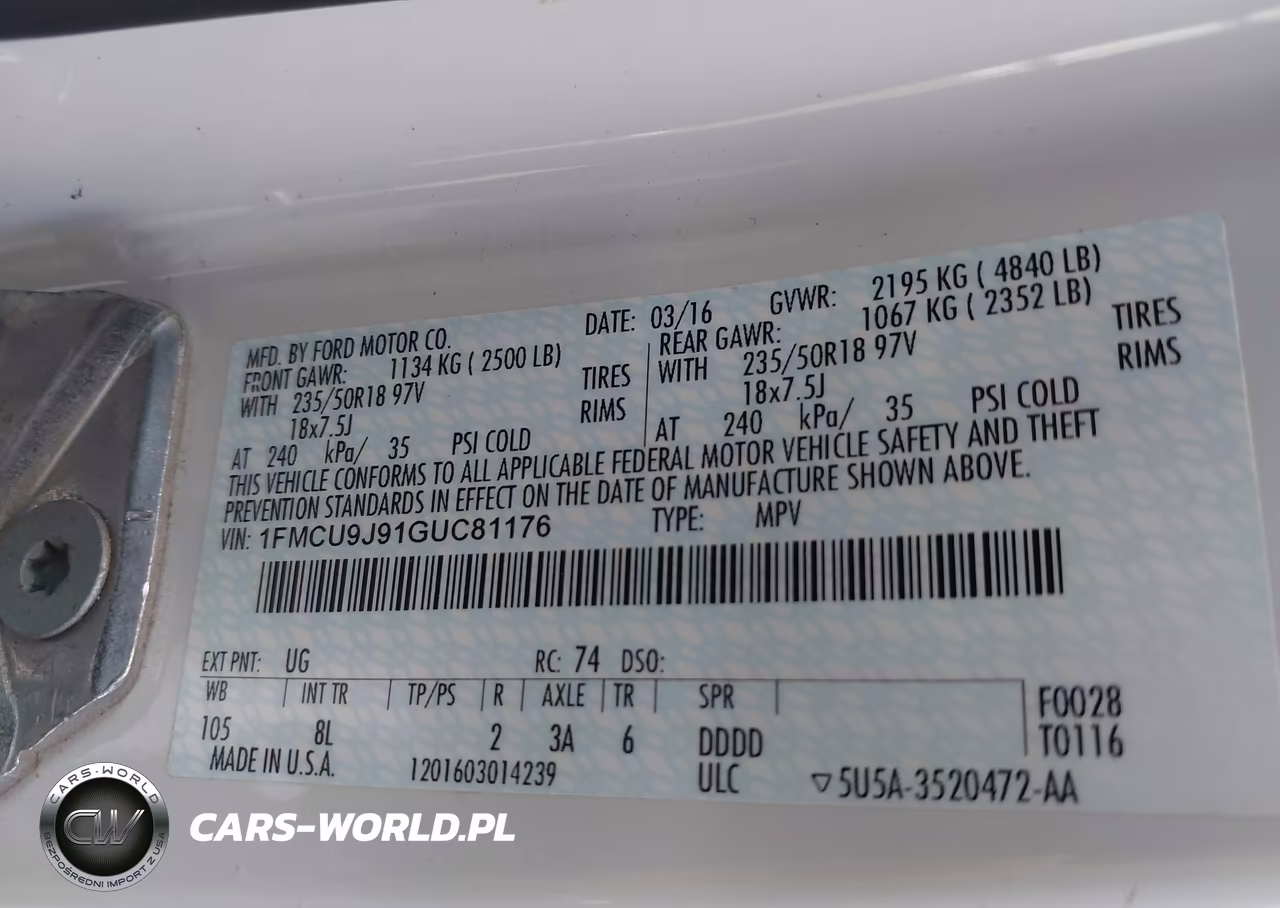 2016 Ford Escape Titanium VIN:1FMCU9J91GUC81176 - 9