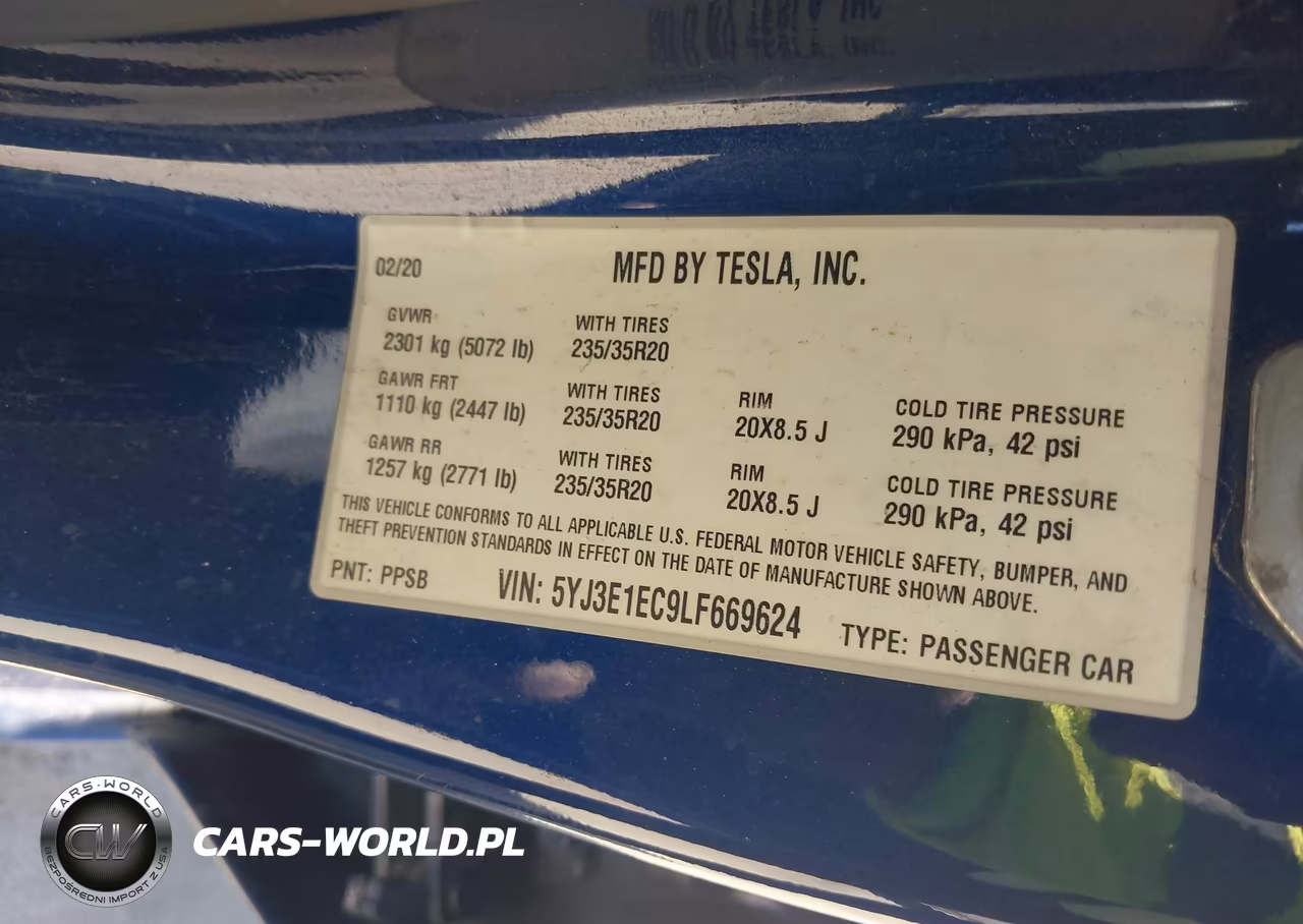 2020 Tesla Model 3 Performance Dual Motor All-Wheel Drive VIN:5YJ3E1EC9LF669624 - 9