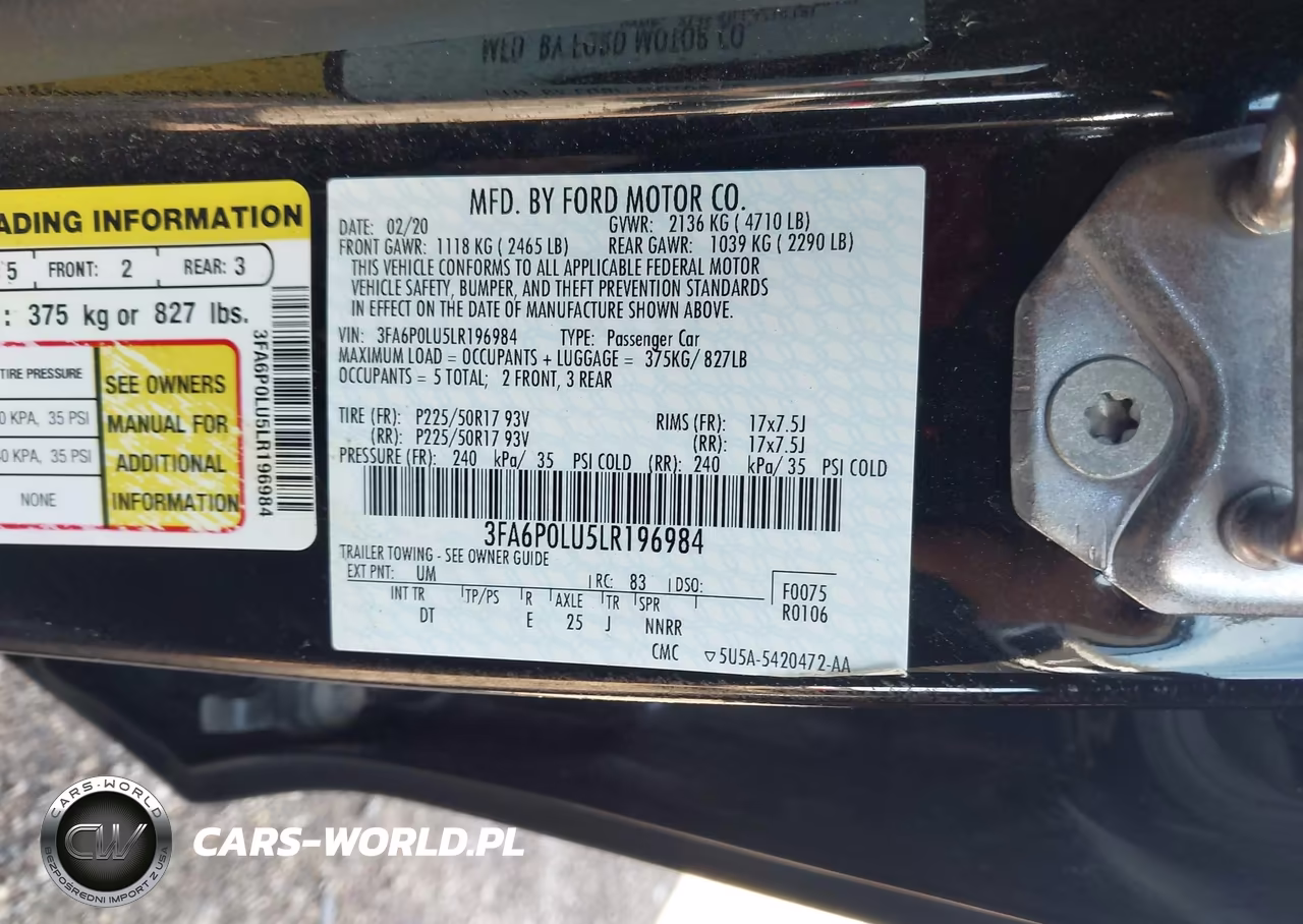 2020 Ford Fusion Hybrid Se VIN:3FA6P0LU5LR196984 - 9