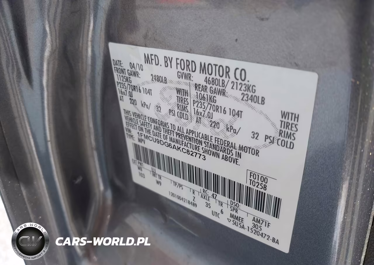 2010 Ford Escape Xlt VIN:1FMCU9DG6AKC82773 - 9