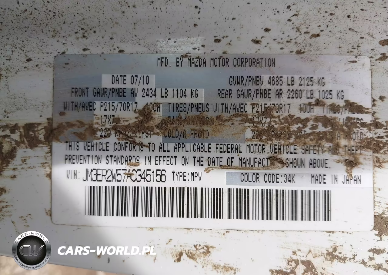 2010 Mazda Cx-7 I Sport VIN:JM3ER2W57A0345156 - 9