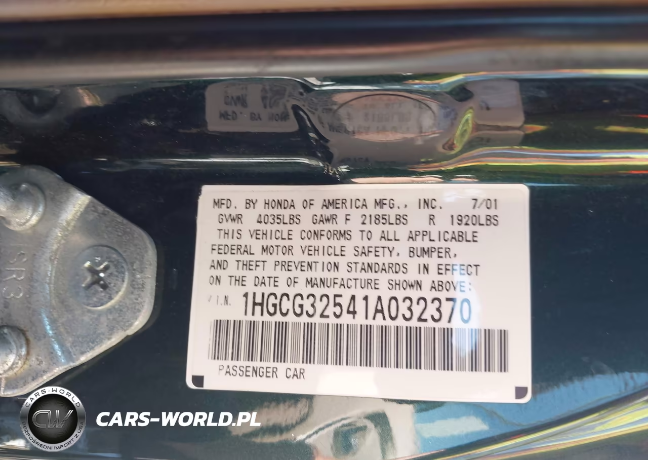 2001 Honda Accord 2.3 Ex VIN:1HGCG32541A032370 - 9