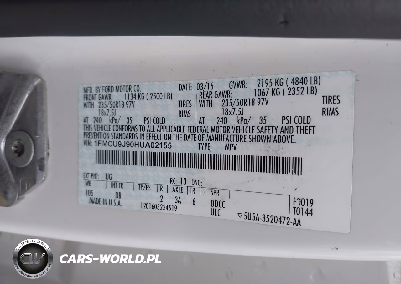 2017 Ford Escape Titanium VIN:1FMCU9J90HUA02155 - 9