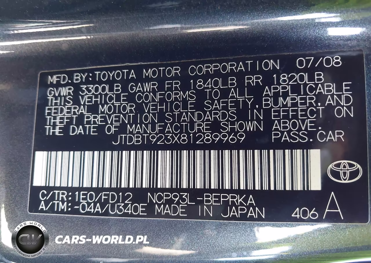 2008 Toyota Yaris VIN:JTDBT923X81289969 - 9