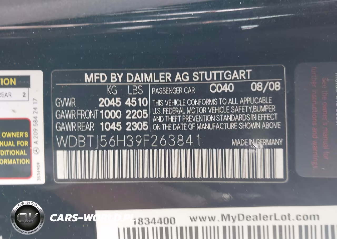 2009 Mercedes-Benz Clk 350 VIN:WDBTJ56H39F263841 - 9