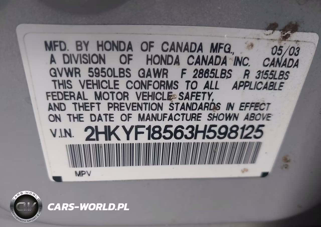 2003 Honda Pilot Ex-L VIN:2HKYF18563H598125 - 9