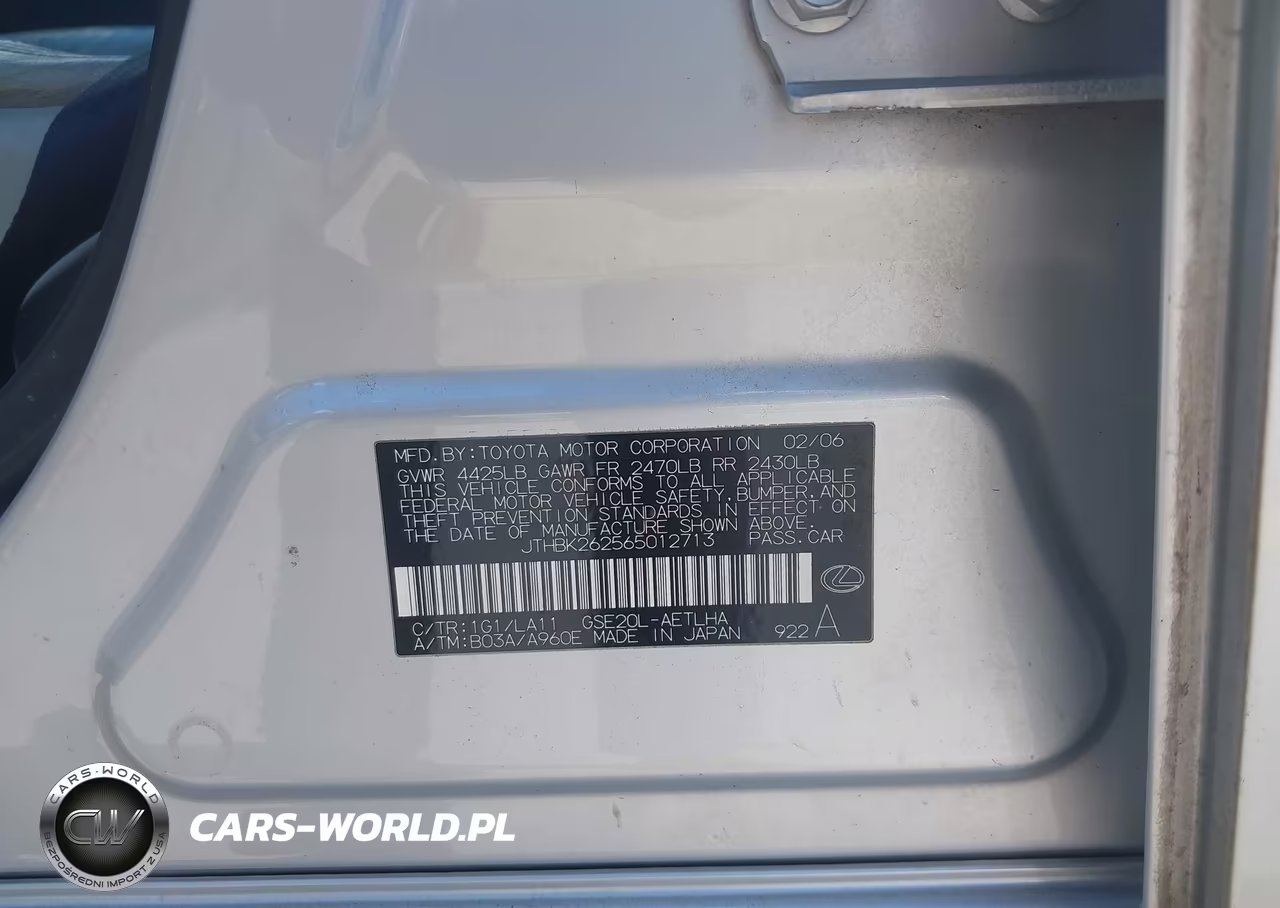 2006 Lexus Is 250 VIN:JTHBK262565012713 - 9