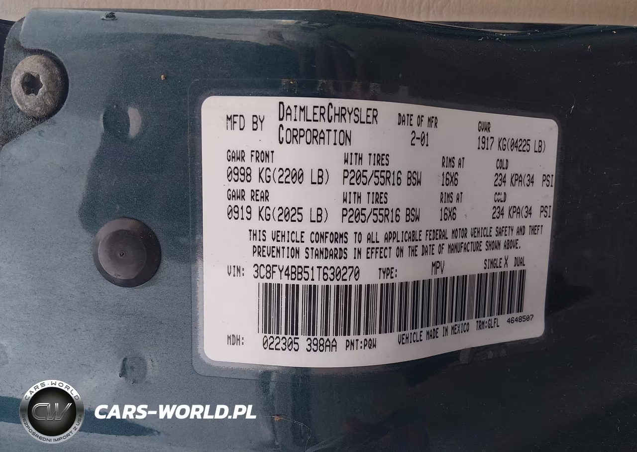2001 Chrysler Pt Cruiser VIN:3C8FY4BB51T630270 - 9