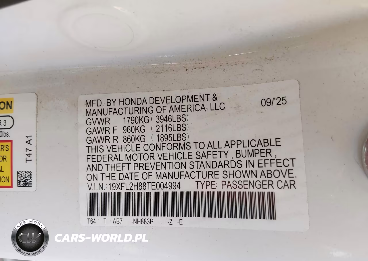 2026 Honda Civic Sport VIN:19XFL2H88TE004994 - 9