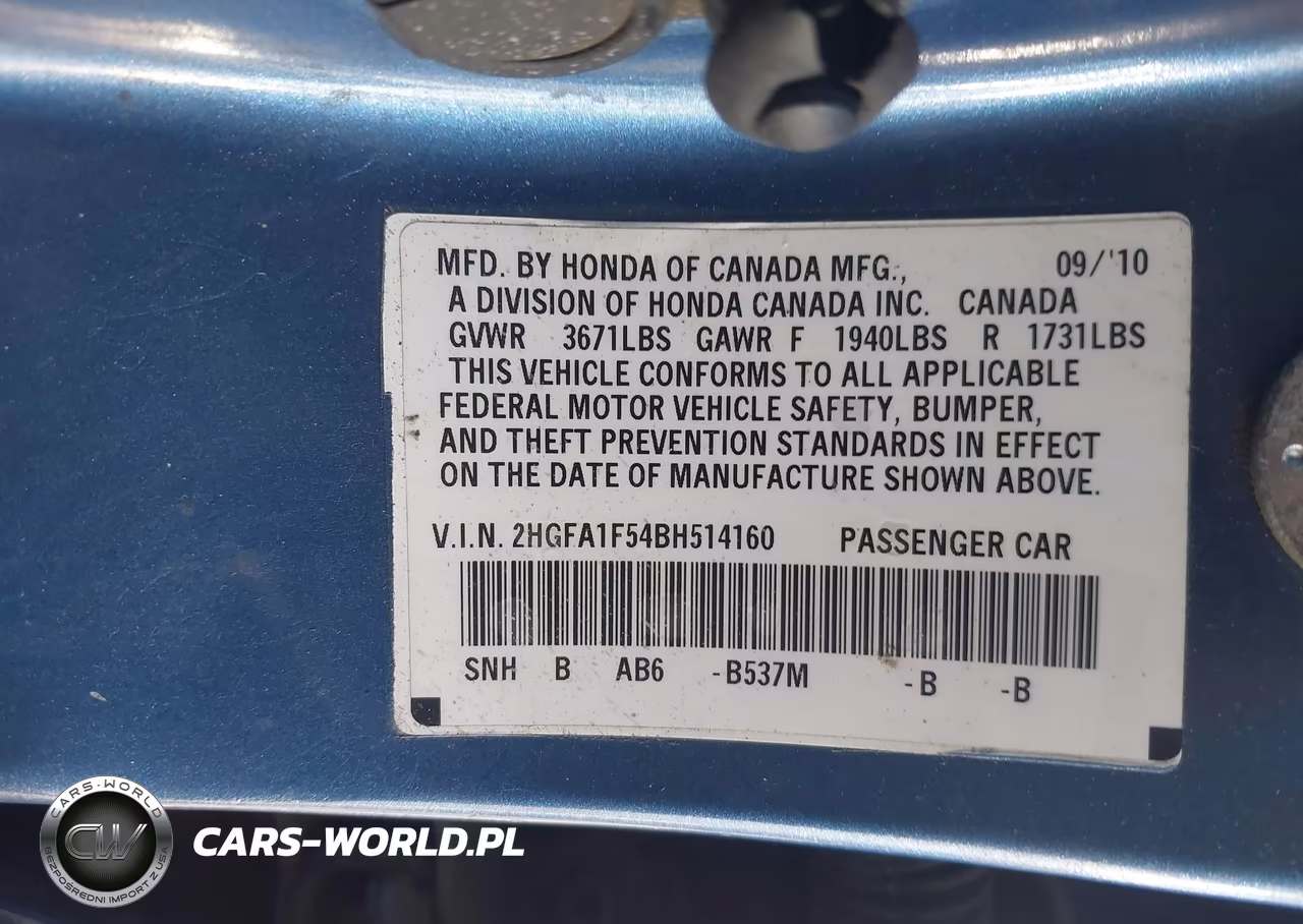 2011 Honda Civic Lx VIN:2HGFA1F54BH514160 - 9