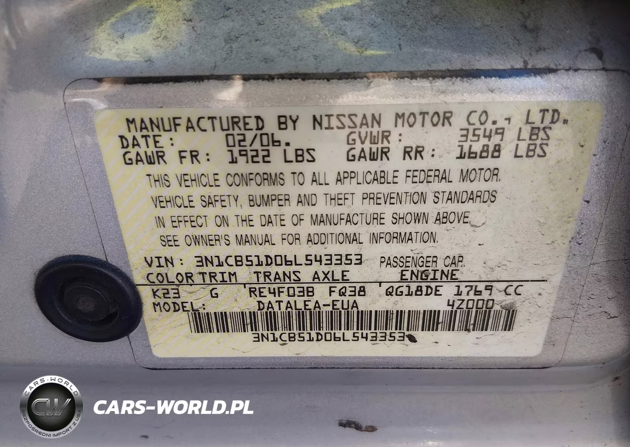 2006 Nissan Sentra 1.8S VIN:3N1CB51D06L543353 - 9