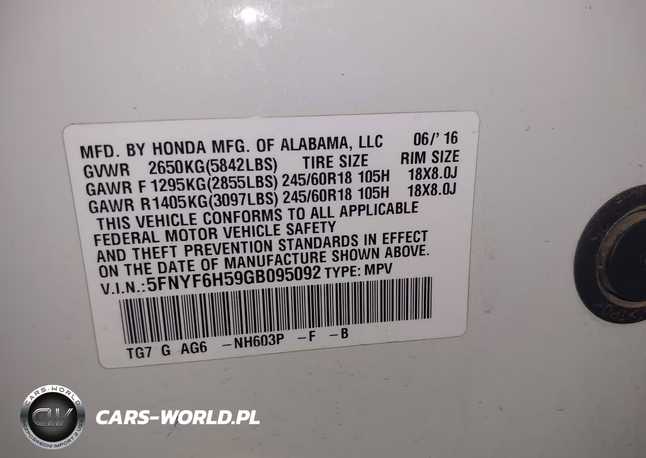 2016 Honda Pilot Ex-L VIN:5FNYF6H59GB095092 - 9