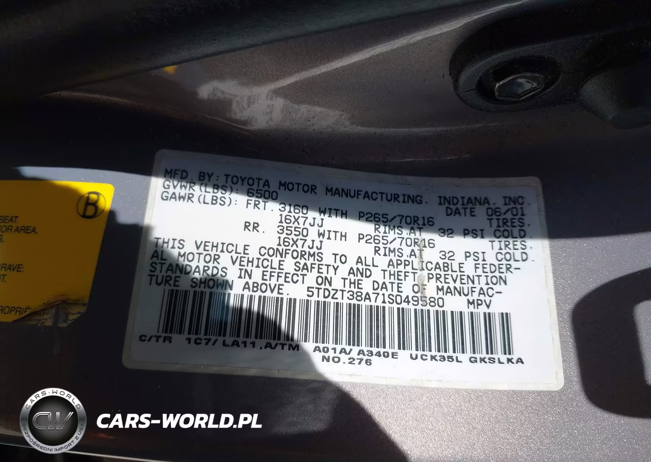 2001 Toyota Sequoia Limited V8 VIN:5TDZT38A71S049580 - 9