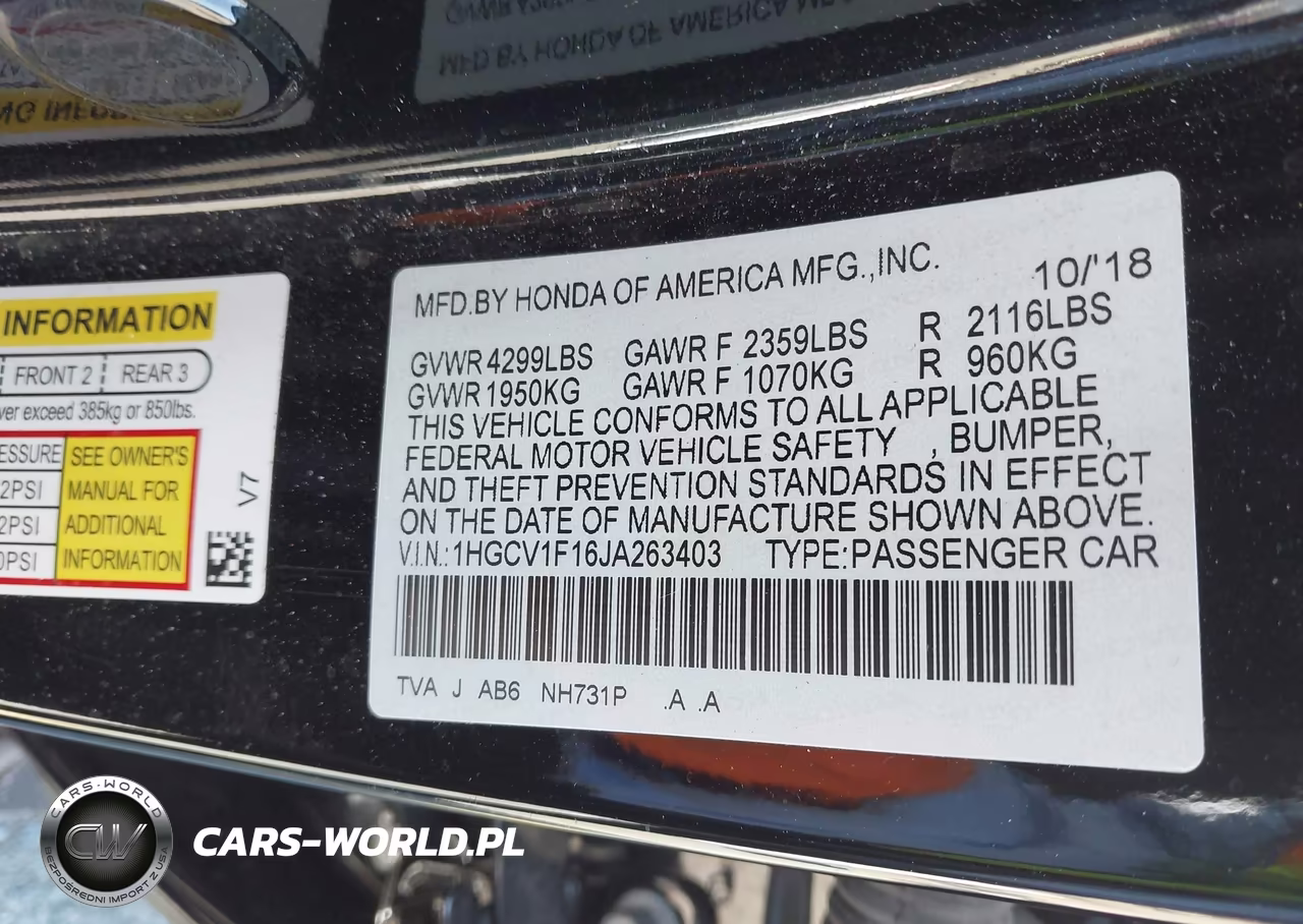 2018 Honda Accord Lx VIN:1HGCV1F16JA263403 - 9