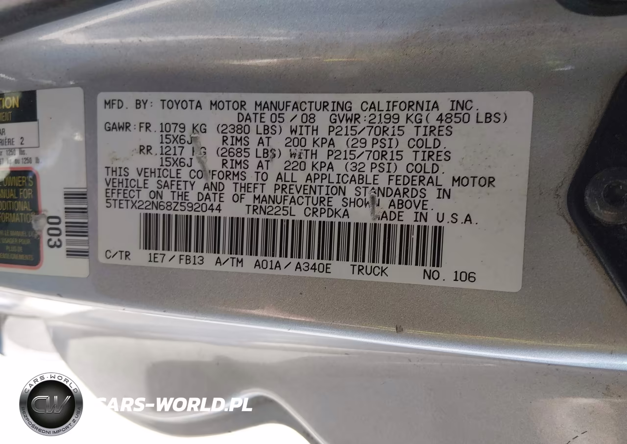 2008 Toyota Tacoma VIN:5TETX22N68Z592044 - 9