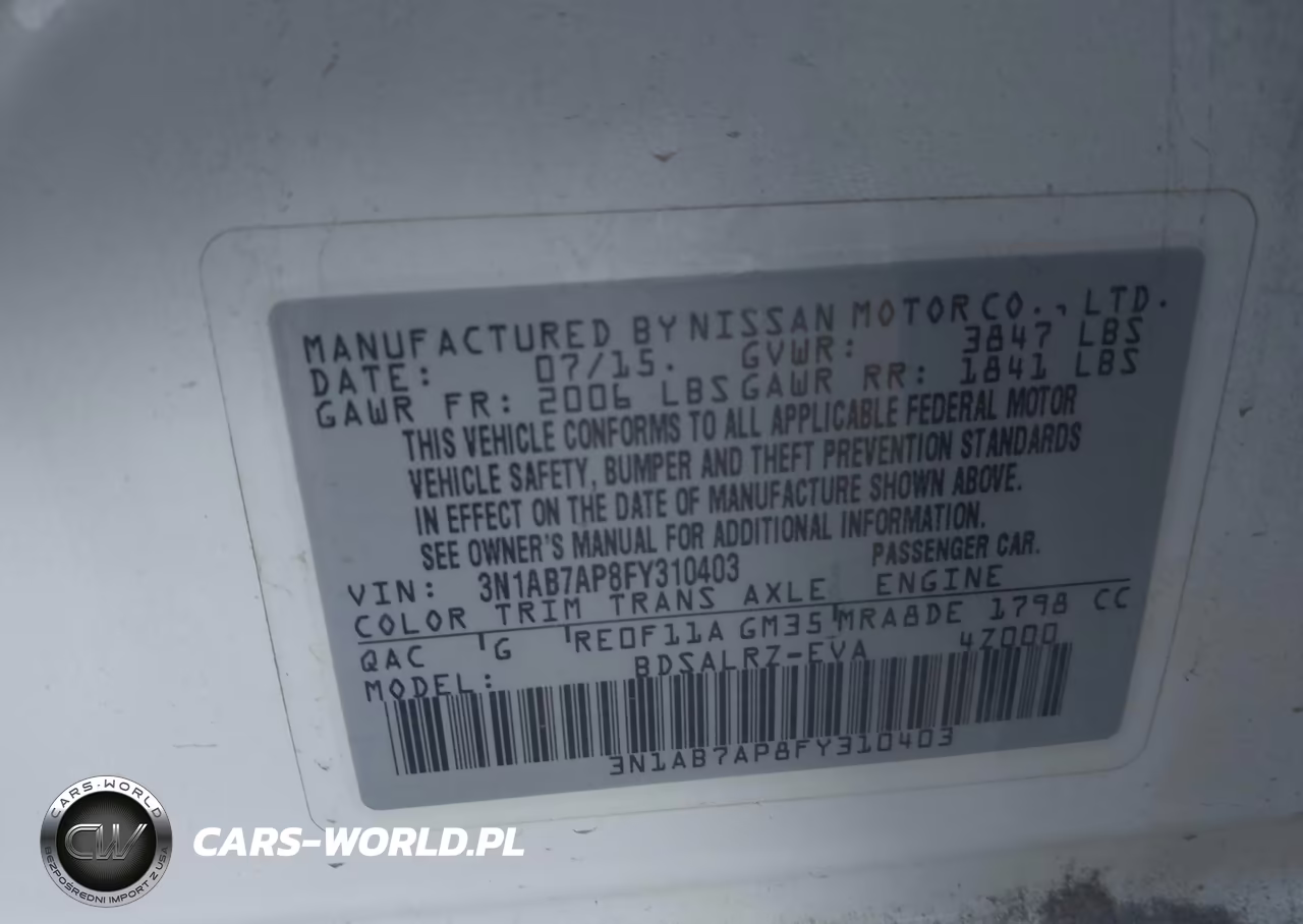 2015 Nissan Sentra Sr VIN:3N1AB7AP8FY310403 - 9