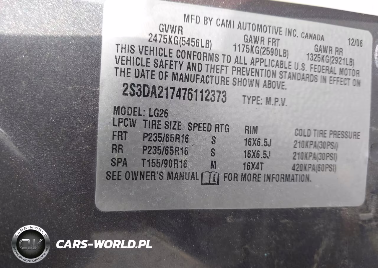 2007 Suzuki Xl7 VIN:2S3DA217476112373 - 9