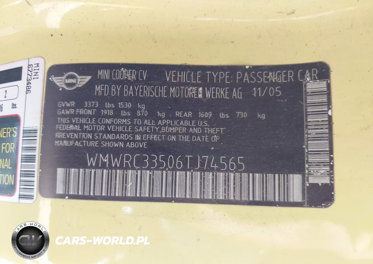 2006 Mini Cooper VIN:WMWRC33506TJ74565 - 9