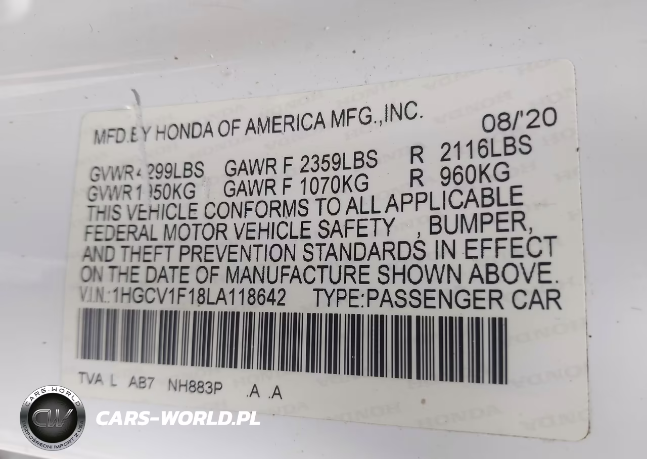 2020 Honda Accord Lx VIN:1HGCV1F18LA118642 - 9