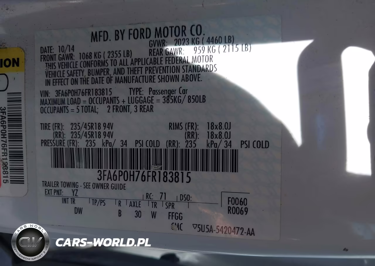 2015 Ford Fusion Se VIN:3FA6P0H76FR183815 - 9