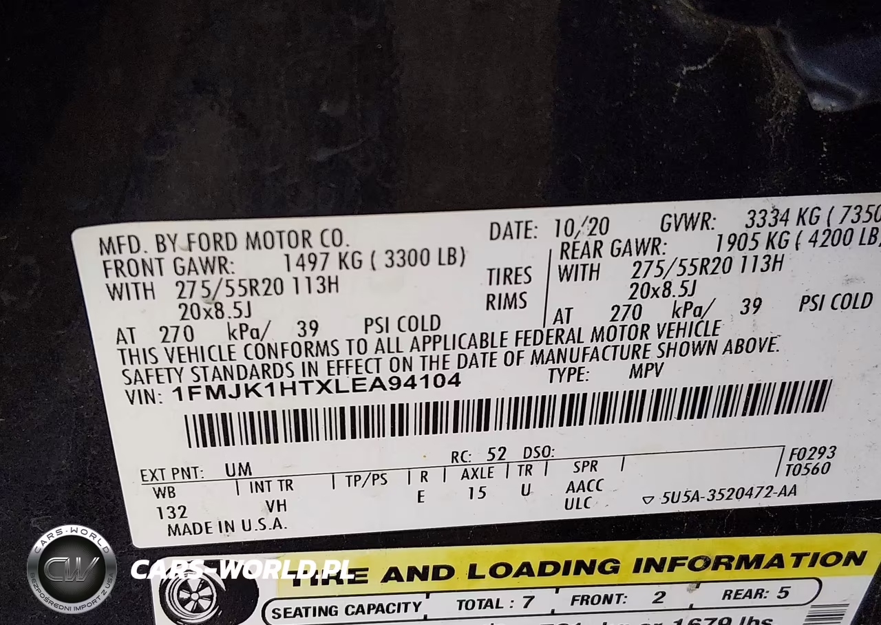 2020 Ford Expedition Xlt Max VIN:1FMJK1HTXLEA94104 - 9