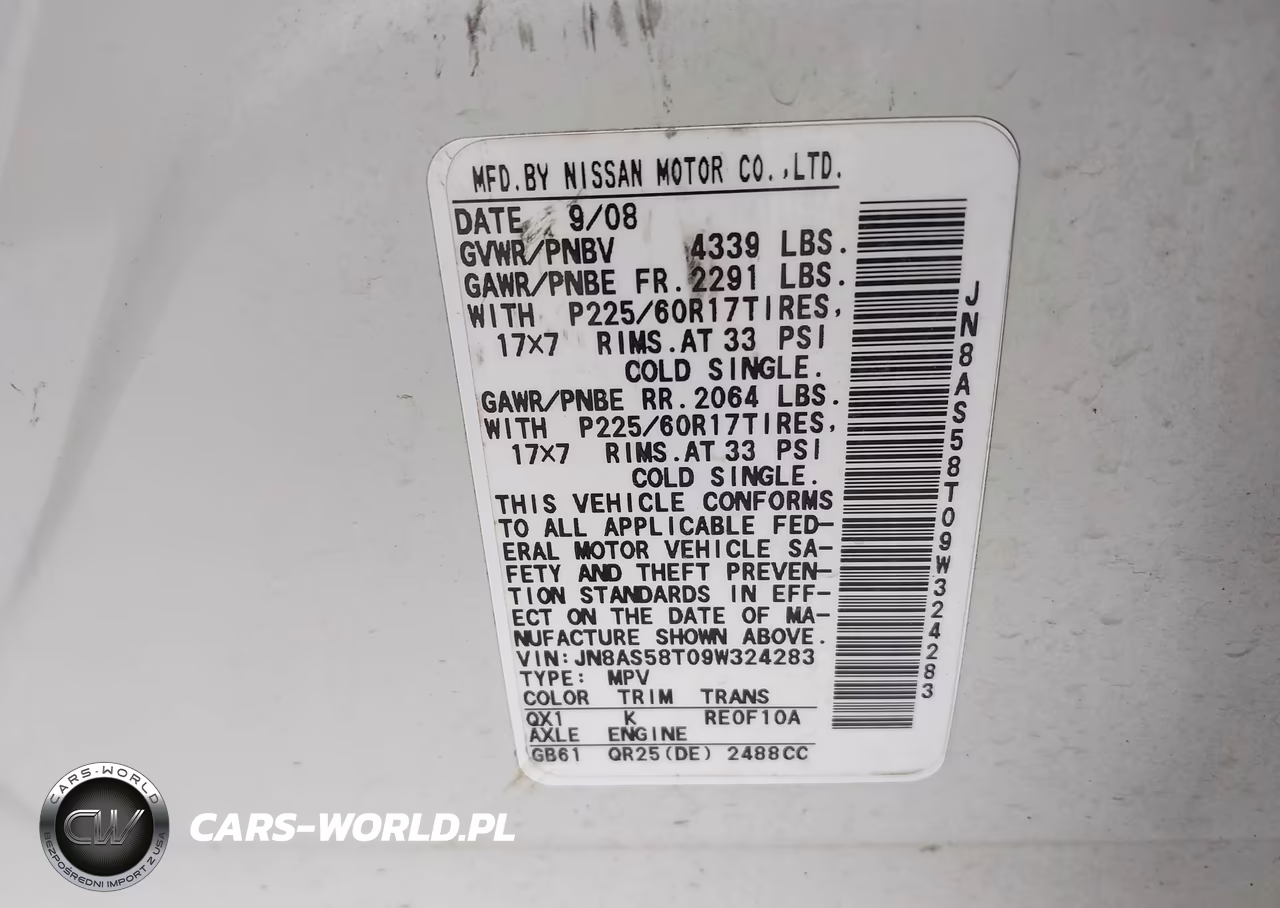 2009 Nissan Rogue Sl VIN:JN8AS58T09W324283 - 9