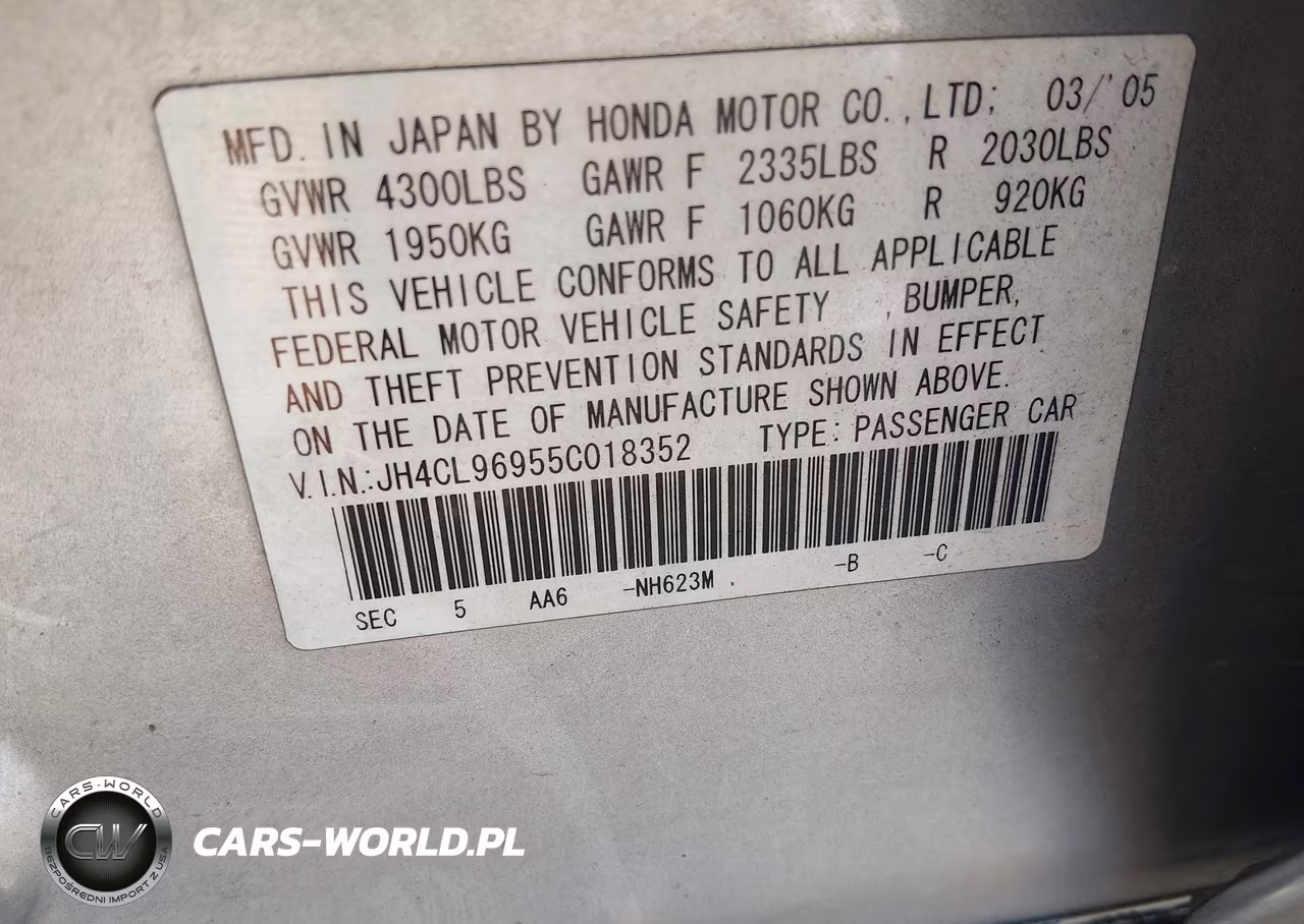 2005 Acura Tsx Base W-Navigation (A5) VIN:JH4CL96955C018352 - 9