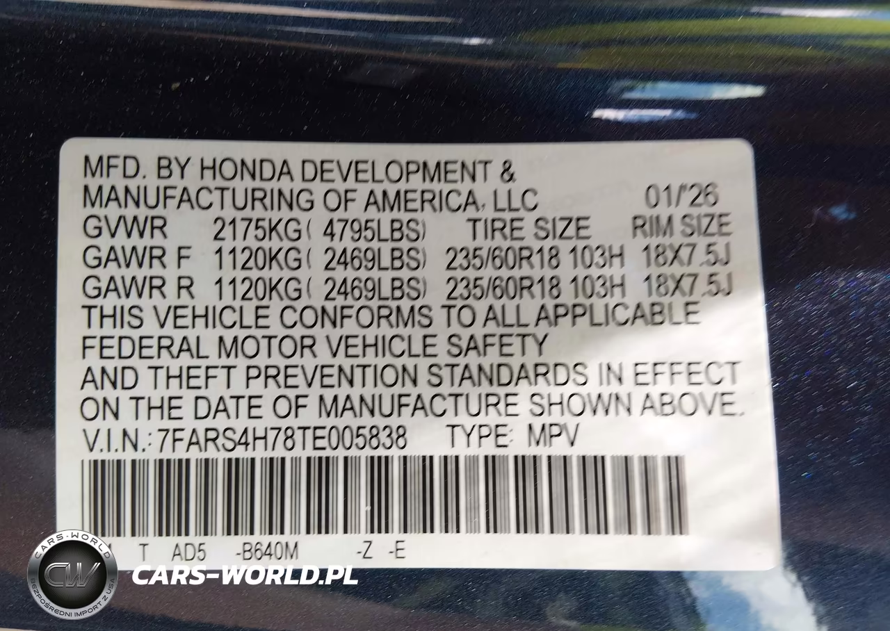 2026 Honda Cr-V Ex-L Awd VIN:7FARS4H78TE005838 - 9