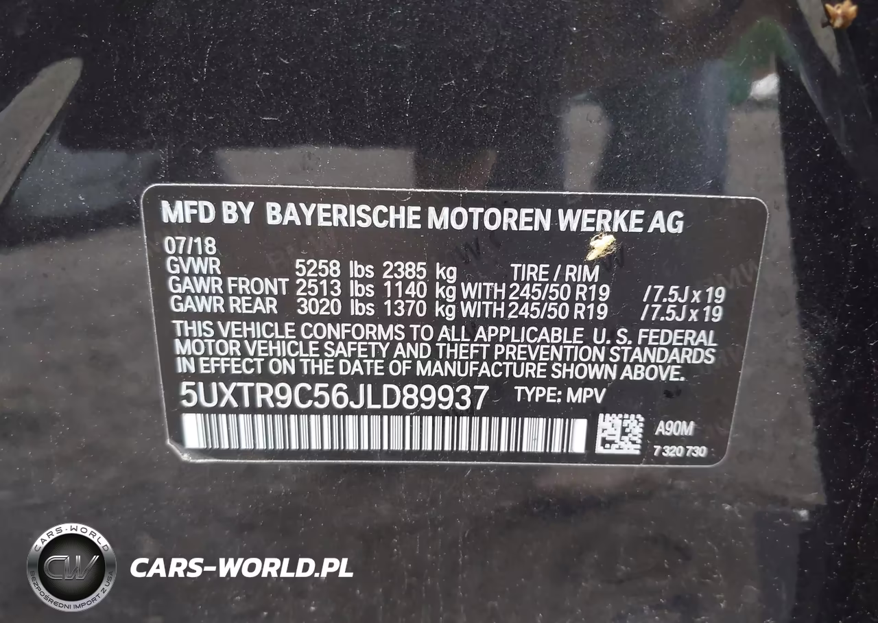 2018 BMW X3 xDrive30I VIN:5UXTR9C56JLD89937 - 9