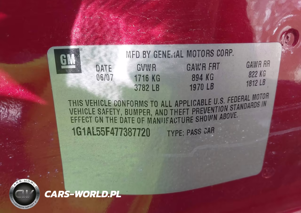 2007 Chevrolet Cobalt Lt VIN:1G1AL55F477387720 - 9