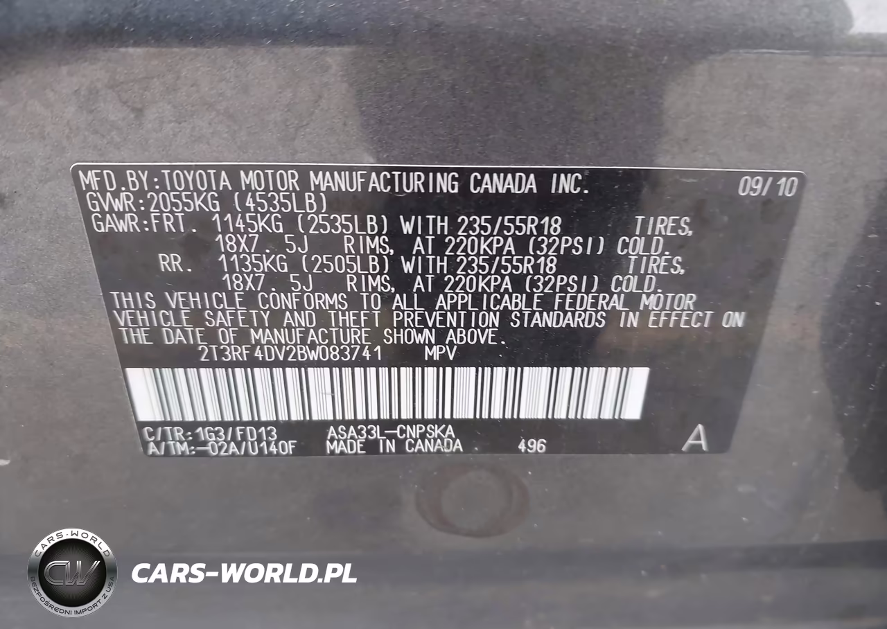 2011 Toyota Rav4 Sport VIN:2T3RF4DV2BW083741 - 9