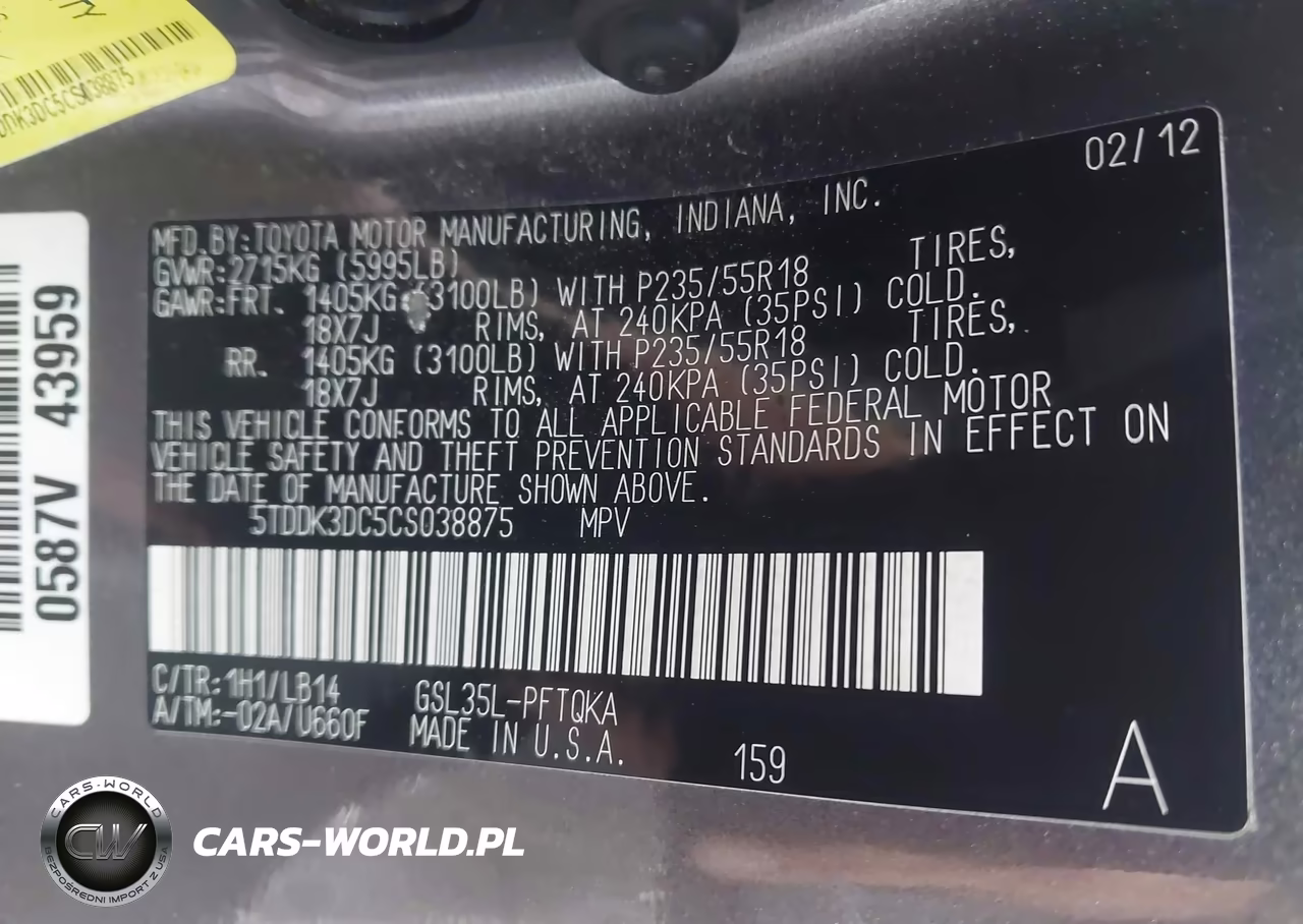 2012 Toyota Sienna Xle 7 Passenger VIN:5TDDK3DC5CS038875 - 9