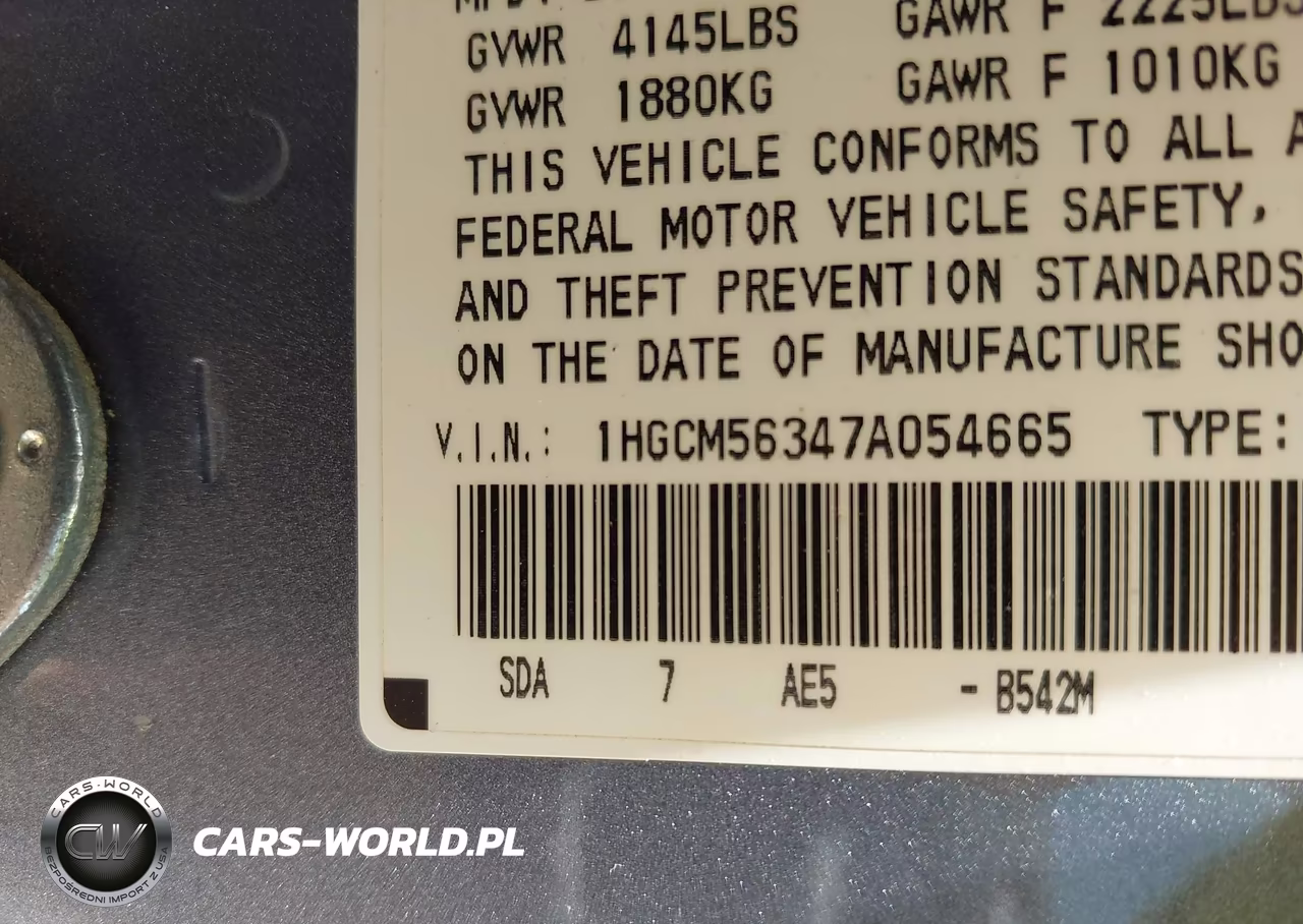 2007 Honda Accord 2.4 Se VIN:1HGCM56347A054665 - 9