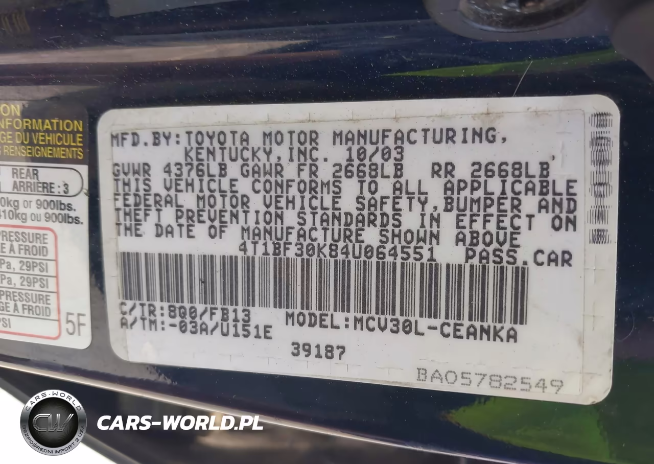 2004 Toyota Camry Le V6 VIN:4T1BF30K84U064551 - 9