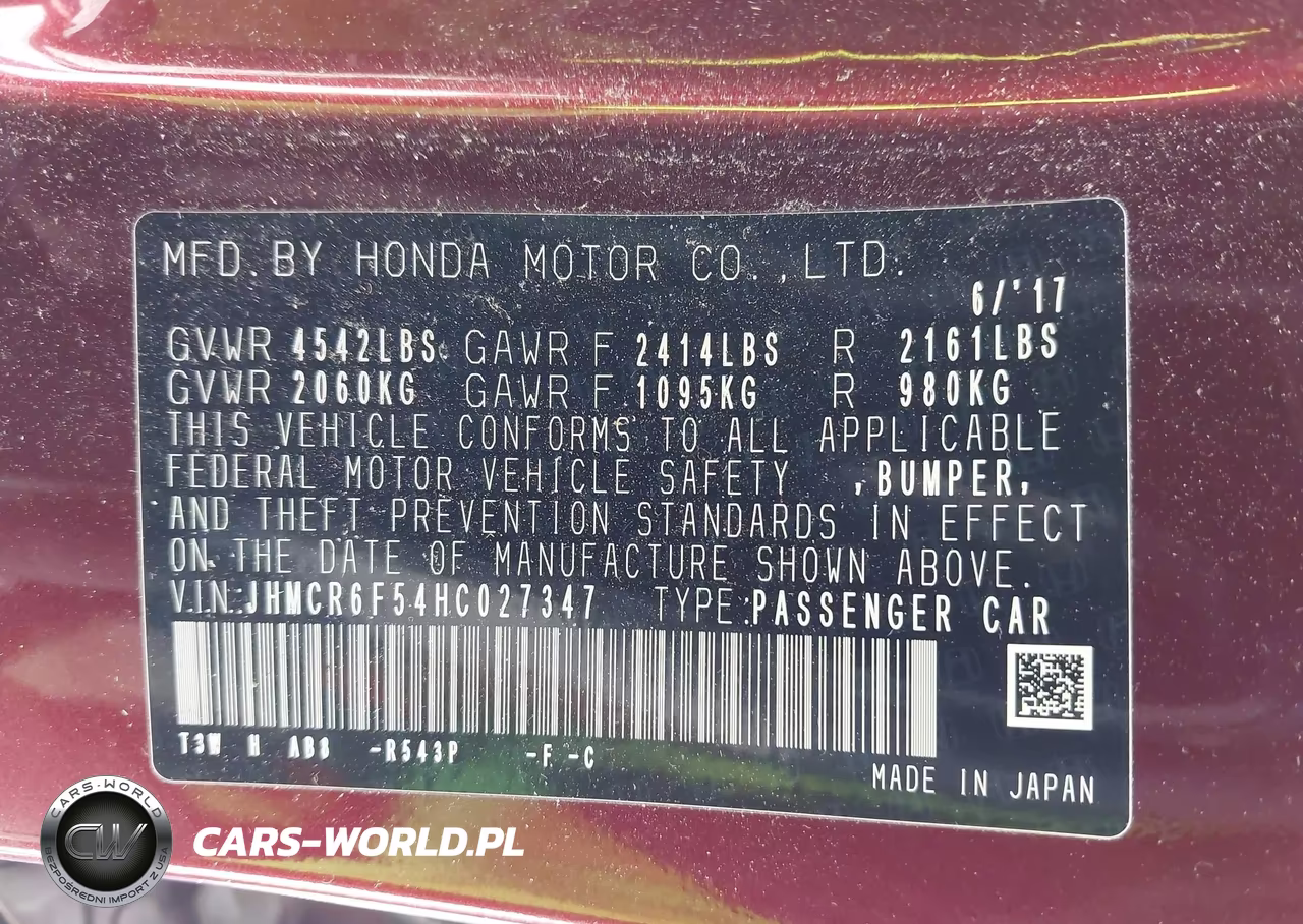 2017 Honda Accord Hybrid Ex-L VIN:JHMCR6F54HC027347 - 9