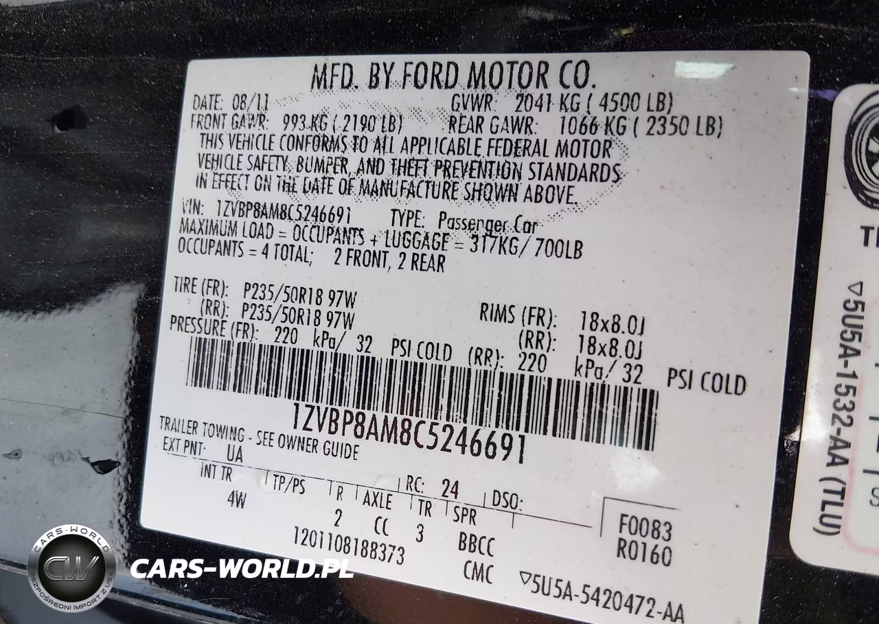 2012 Ford Mustang V6 Premium VIN:1ZVBP8AM8C5246691 - 9