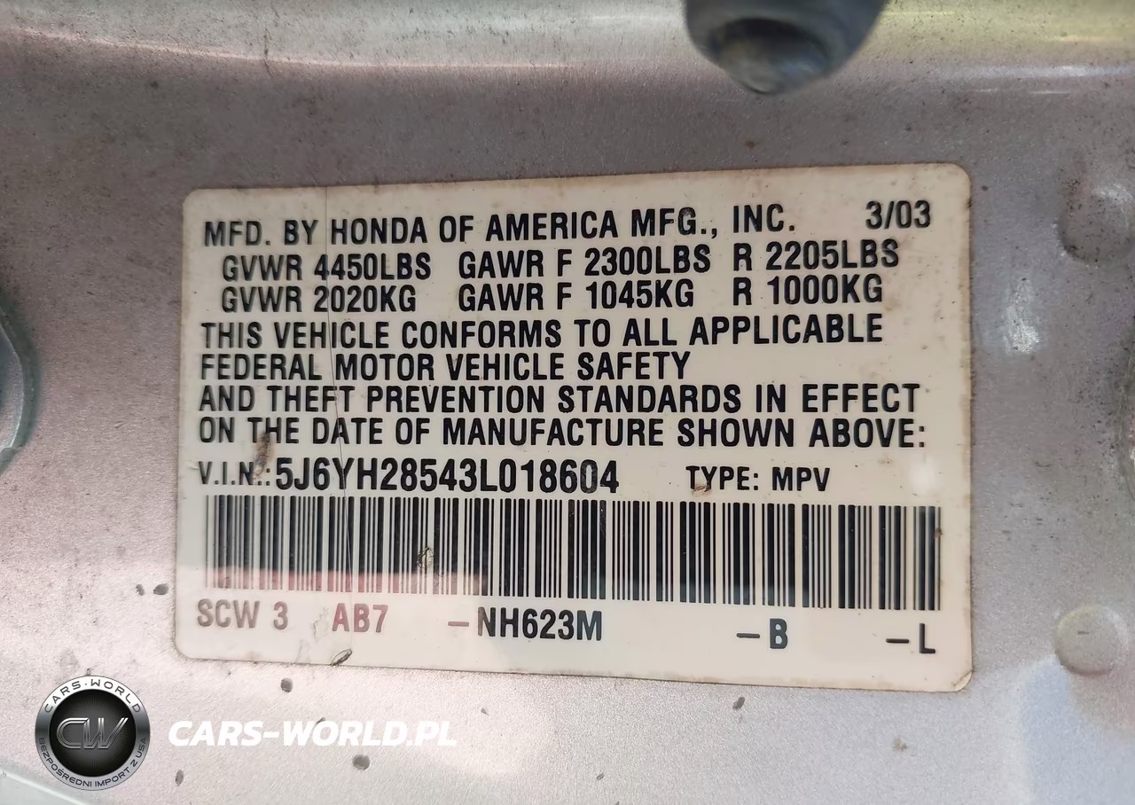 2003 Honda Element Ex VIN:5J6YH28543L018604 - 9