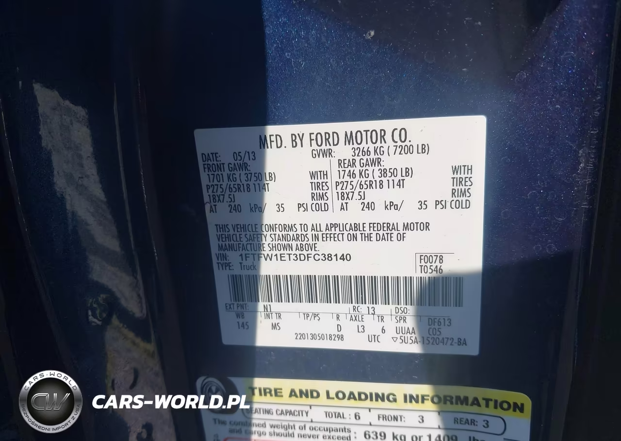 2013 Ford F-150 Xlt VIN:1FTFW1ET3DFC38140 - 9
