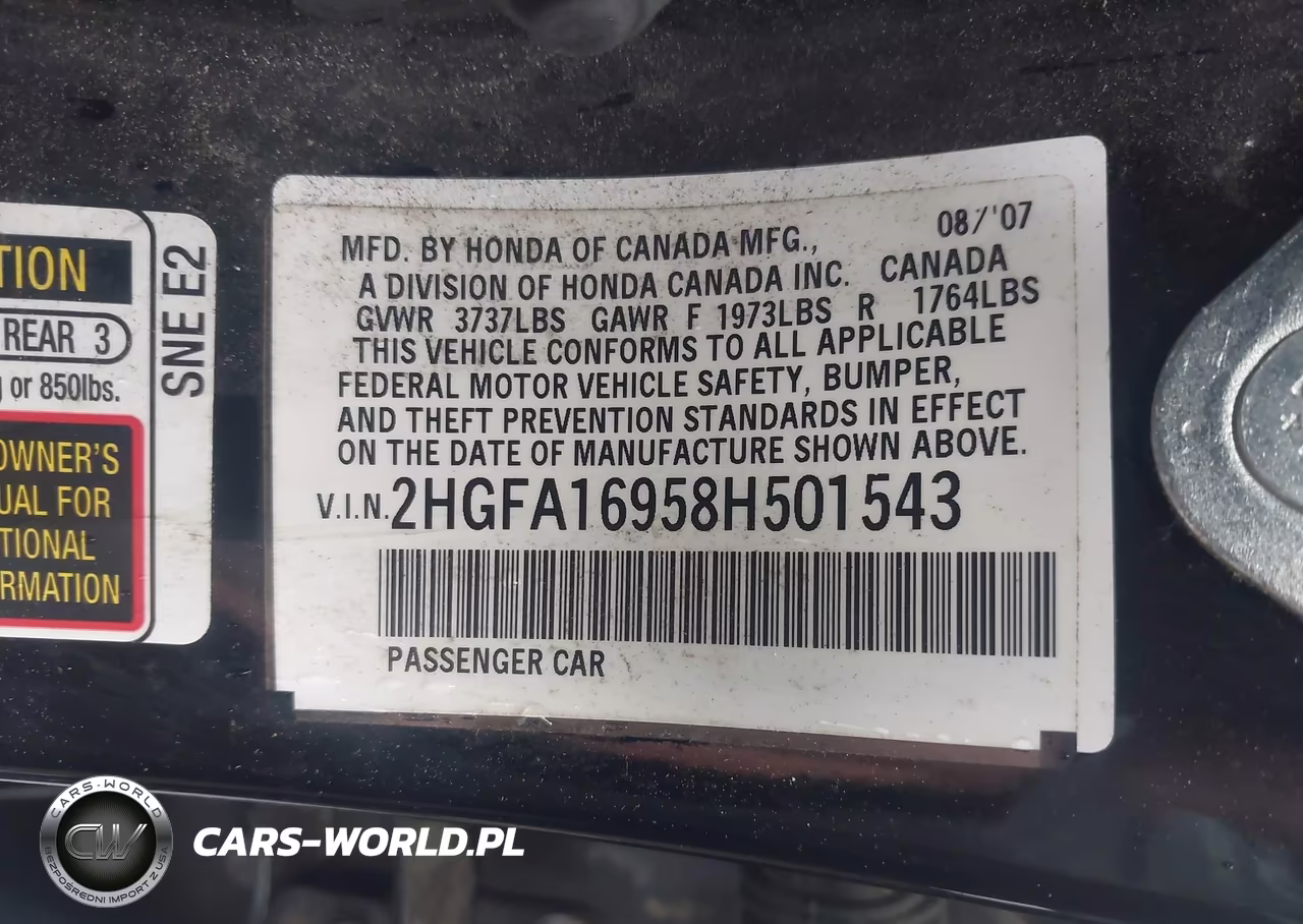 2008 Honda Civic Ex-L VIN:2HGFA16958H501543 - 9