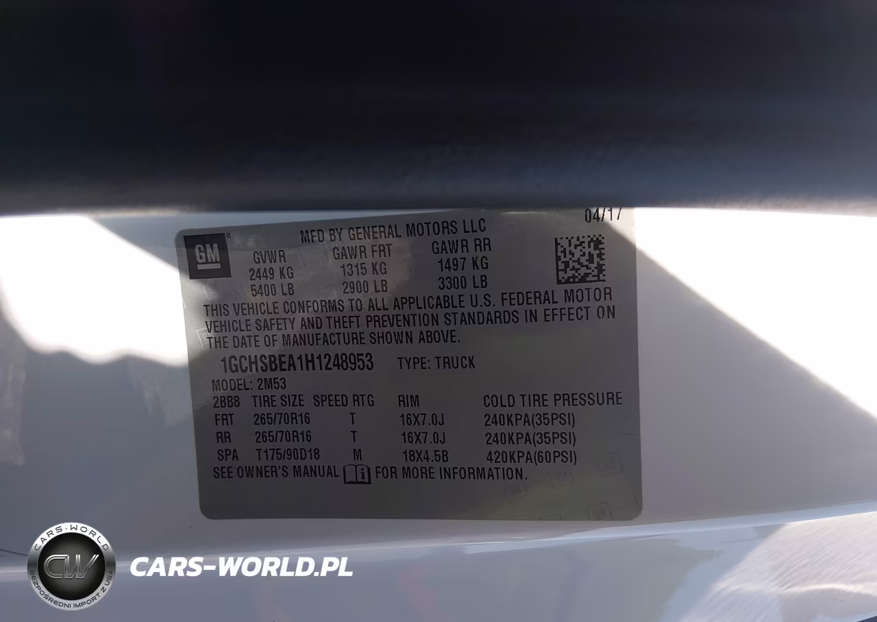 2017 Chevrolet Colorado 2Wd Wt VIN:1GCHSBEA1H1248953 - 9