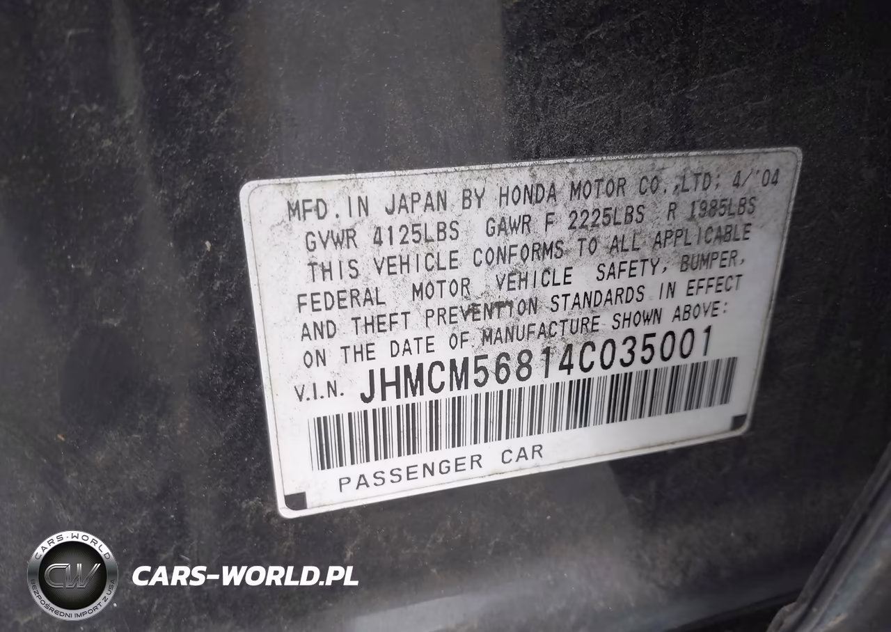 2004 Honda Accord 2.4 Ex VIN:JHMCM56814C035001 - 9