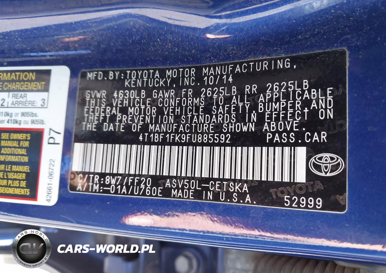2015 Toyota Camry Se VIN:4T1BF1FK9FU885592 - 9