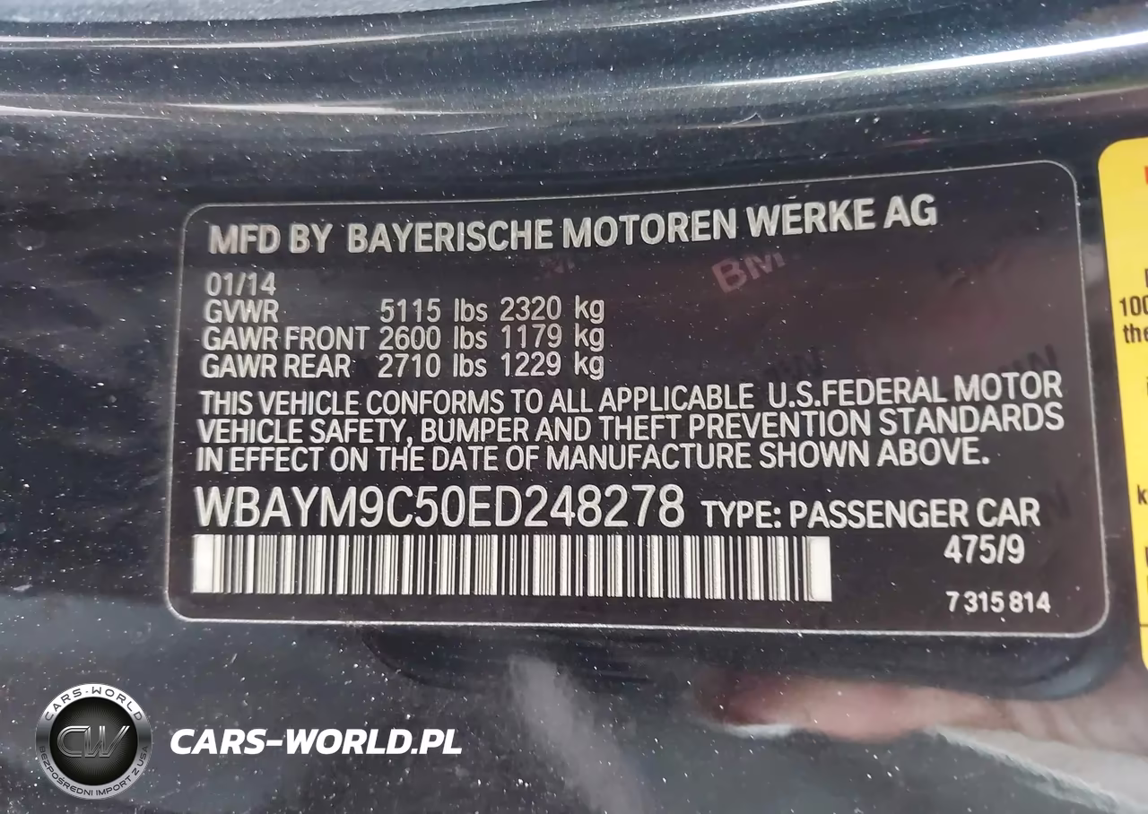 2014 BMW 650I VIN:WBAYM9C50ED248278 - 9