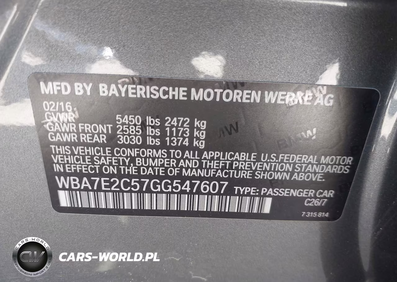 2016 BMW 740 I VIN:WBA7E2C57GG547607 - 9